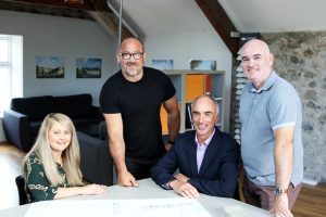 left to right, Laura McCourt of Mid and East Antrim Borough Council, Steven Bell of Slemish Design Studio Architects, Noel Mulholland of Michelin Development, and Joe Magill of Slemish Design Studio Architects.